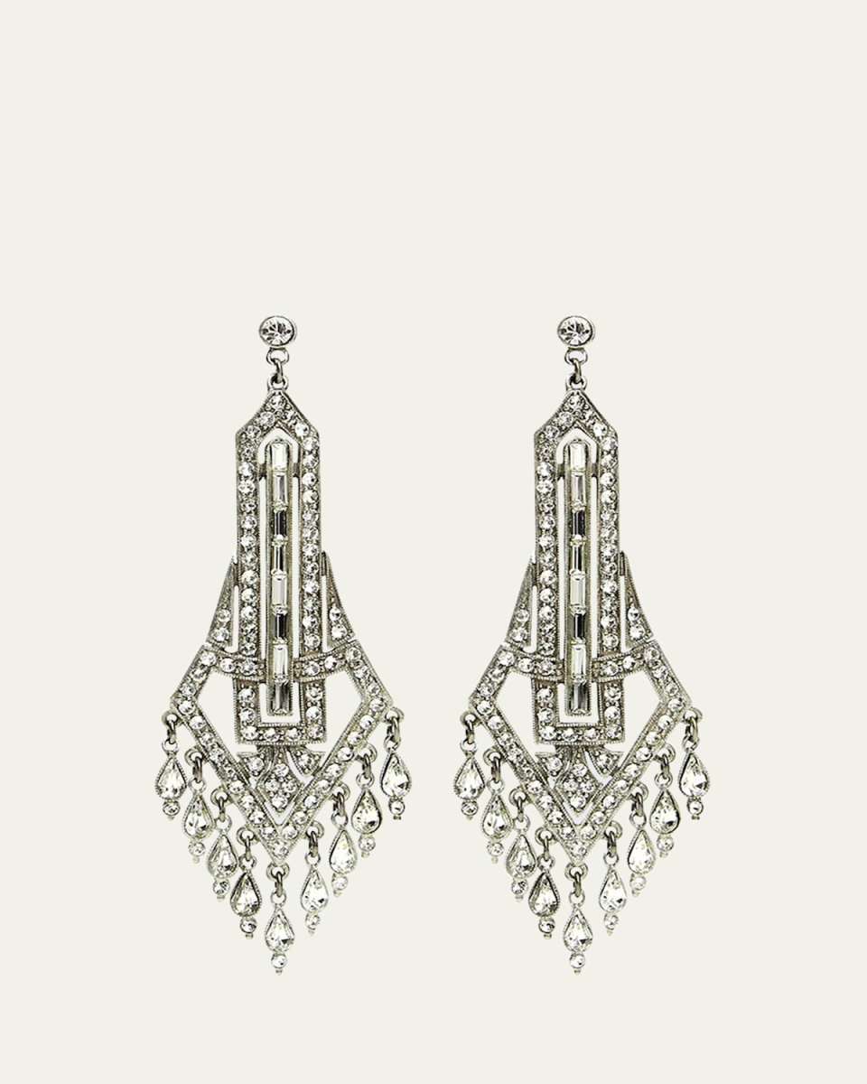 Silver Deco Chandelier Crystal Drop Earrings